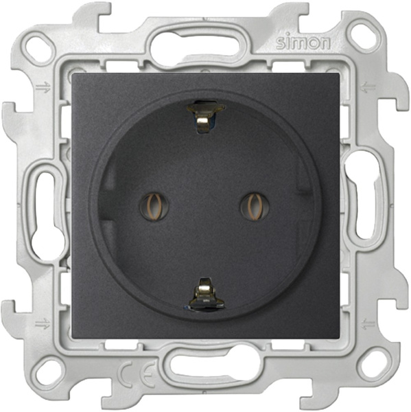 Купить Simon 24 Графит Розетка 2К+3 Sсhuko без защитных шторок 2450434-038