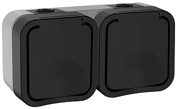 IEK TORS Розетка 2-ая с з/к кр. гориз. 16А IP55 TS122 графит