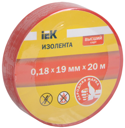 IEK Изолента 0,18х19 мм красная 20 метров UIZ-18-19-20MS-K04