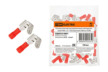 TDM Разъем плоский изолированный ответвительный РпИо 1,5-7-0,8 красный (100 шт) SQ0522-0001