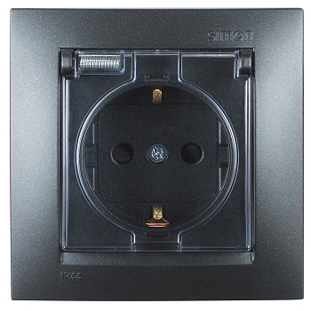Simon 15 Розетка IP44 с крышкой, заземлением и шторками Schuko 2Р+Е 16A 250В~ моноблок 1590450-038