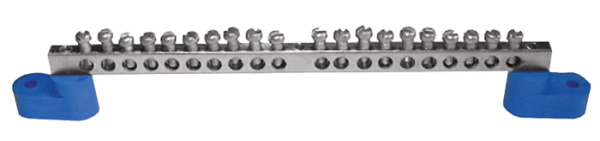 Купить EKF PROxima Шина "0" N (8х12мм) 8 отверстий латунь 2 синих угловых изолятора