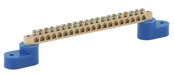 ЭРА NO-222-62 Синий Шина N "ноль" на двух угловых изол ШНИ-6х9-20-У2