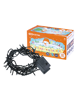 TDM Гирлянда новогодняя  светодиодная, СГ 200 З, 220 В, зеленый шнур, многоцветная, 10  м, 8 режимов SQ0361-0011