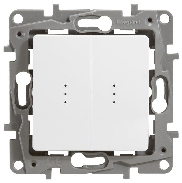 Купить Legrand Etika Белый Переключатель 2-клавишный с подсветкой, 10А, Автоматические клеммы 672216