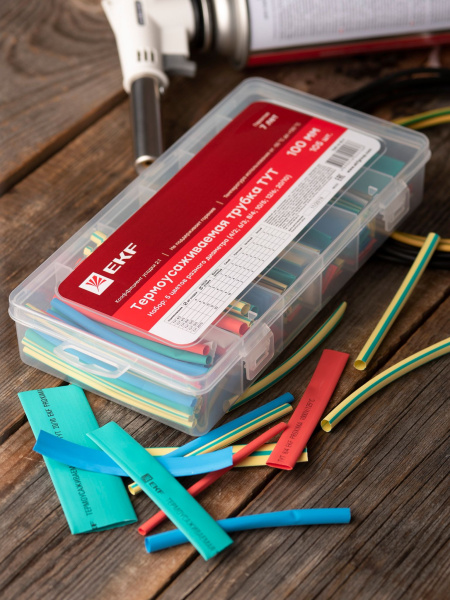 Купить EKF PROxima Набор ТУТ нг бокс: 5 цветов разного диаметра (4/2; 6/3; 8/4; 10/5; 12/6; 20/10) 105шт. 100мм.