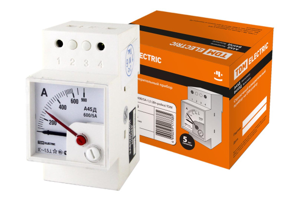 TDM Амперметр А45Д  600/5А-1,5 (DIN-рейка) SQ1102-0305