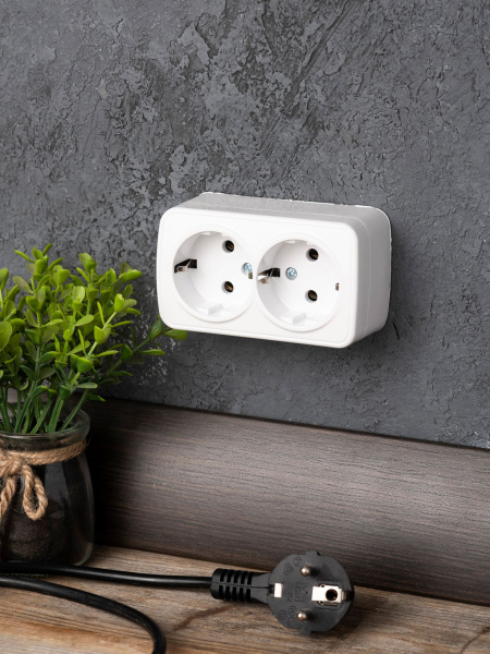 Купить EKF Basic Минск Белый Розетка 2-ая, с/з, 16А, ОП