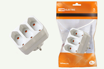TDM Блок на 3 гнезда 2П 2,5 А 250 B под плоскую вилку белый SQ1806-0205