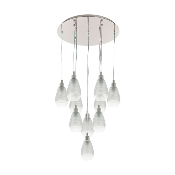 Eglo 39503 Подвес SIRACUSA, 10х60W(E27), ?615, H1500, сталь, никель матовый/сатиновое стекло, белый, проз Eglo 39503 Подвес SIRACUSA, 10х60W(E27), ?615, H1500, сталь, никель матовый/сатиновое стекло, белый, проз