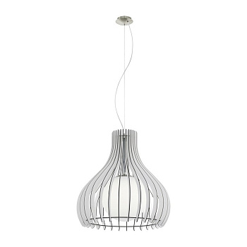 Eglo Подвес TINDORI, 1х60W(E27), Ø500, H2000, сталь, никель мат./дерево, стекло, белый 96211
