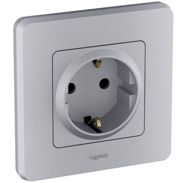 Купить Legrand INSPIRIA Алюминий Розетка 2К+З - немецкий стандарт - 16 А - 250 В 673722