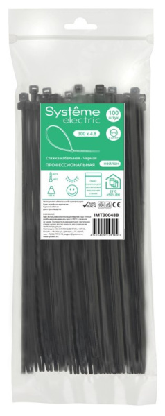 Systeme Electric Стяжка кабельная 300х4.8 Чёрная (100шт)