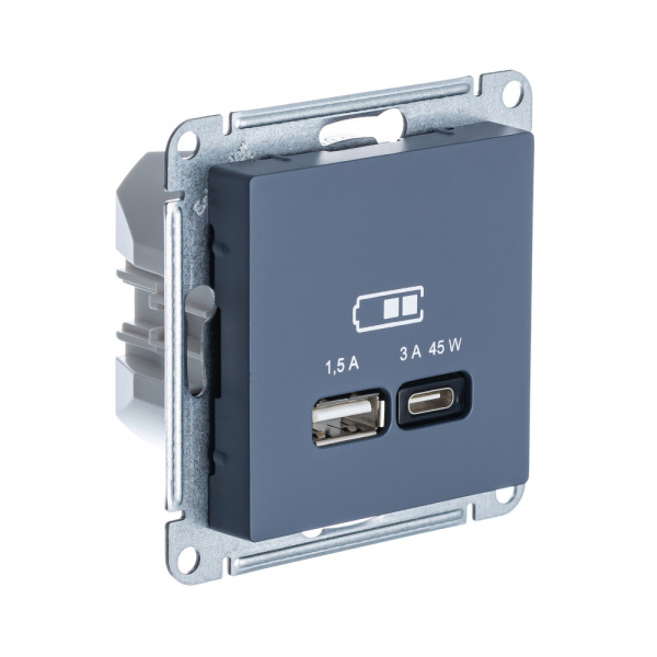 Systeme Electric AtlasDesign Грифель USB Розетка A + тип-C 45W высокоскор.заряд. QC,PD, мех.