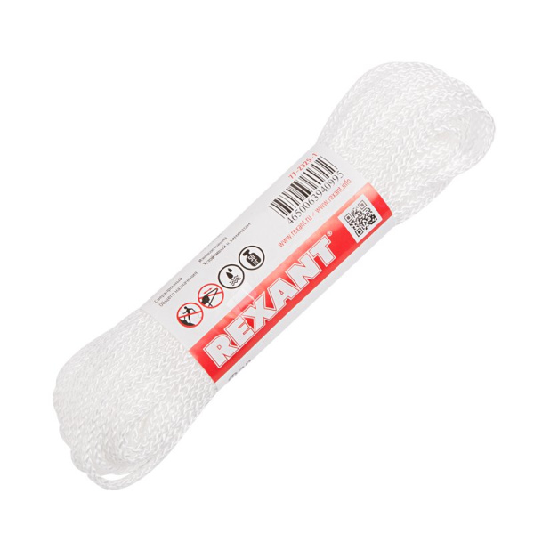 Фал плетеный 3мм 25м (белый) Rexant 77-2325-1