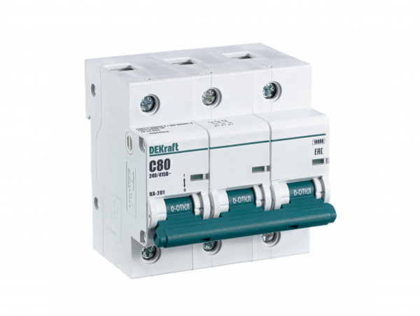 Dekraft Автоматический выключатель 3Р 80А х-ка С ВА-201 10кА 13008DEK