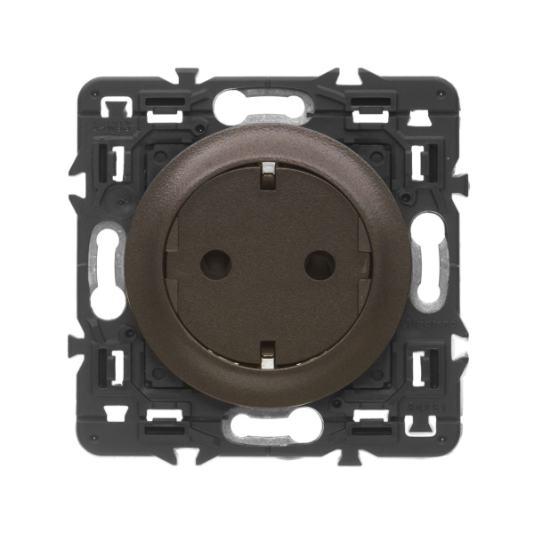 Купить Legrand Celiane2 Графит Розетка с плоской лицевой панелью с/з, безвинт зажим (накладка+механизм) 067168