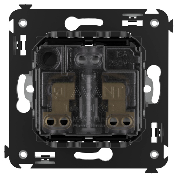 Купить DKC Розетка в стену, 2P+E, с з/ш, "Avanti", "Черный квадрат"