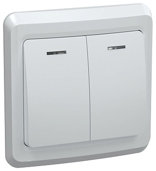 IEK VEGA ВС10-2-1-ВБ Выключатель 2кл 10А с инд. ВЕГА (белый)