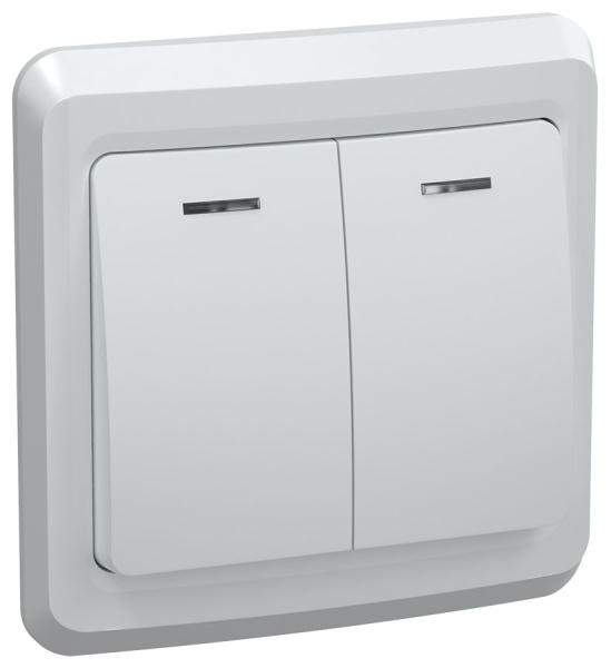 IEK VEGA ВС10-2-1-ВБ Выключатель 2кл 10А с инд. ВЕГА (белый)