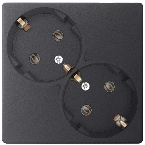 Купить Simon 24 Графит Розетка 2Х2К+3 Sсhuko без защитных шторок 2450459-038