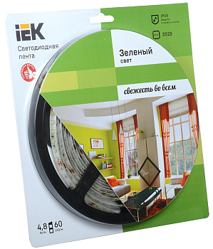 IEK Лента LED 5м блистер LSR-3528G60-4.8-IP65-12V -eco