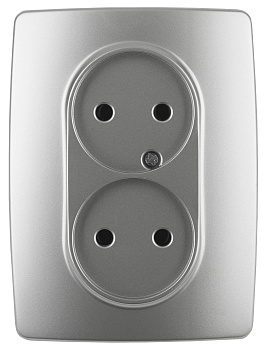 ЭРА 12-2107-03 Розетка 2X2P, 16A-250В, IP20, 12, Алюминий
