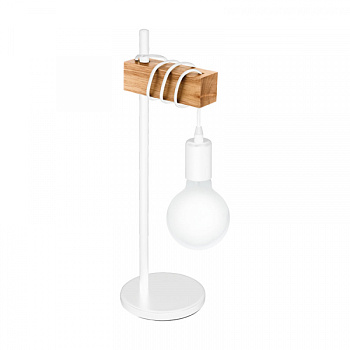 Eglo 33163 Настольная лампа TOWNSHEND, 1х10W (E27), L175, B155, H500, сталь, белый/дерево, коричневый