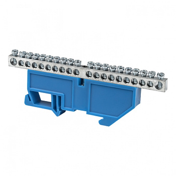EKF PROxima Шина "0" N (6x9мм) 20 отв. цинк синий изолятор на DIN-рейку