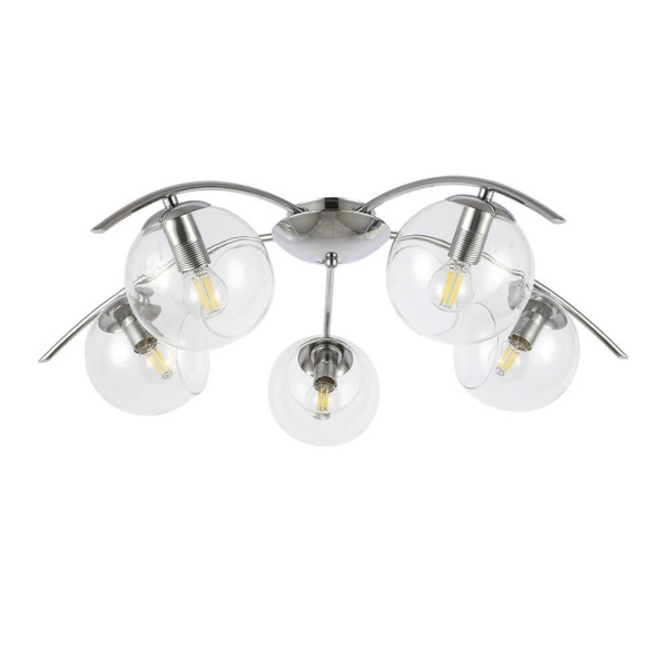 Купить Evoluce SLE102602-05 Светильник потолочный Хром/Прозрачный E14 5*40W