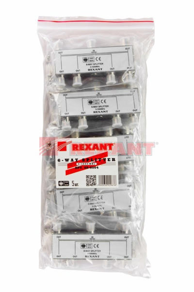 Купить Делитель ТВ х 6 под F Разъем 5-1000 МГц Rexant 05-6004