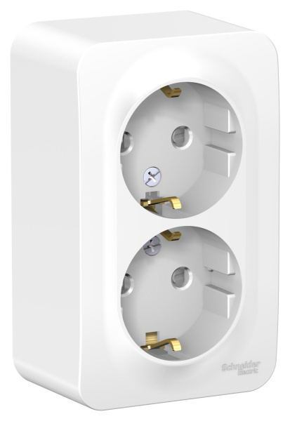 Купить Systeme Electric Blanca наруж Бел Розетка 2-ая с/з со шторками, 16А, 250В