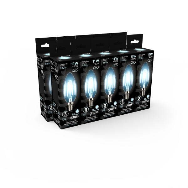 Купить Gauss Лампа Filament Свеча 11W 830lm 4100К Е14 LED 103801211