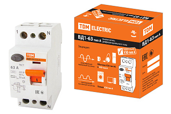 TDM УЗО ВД1-63 2Р 63А 30мА тип А SQ0203-0080