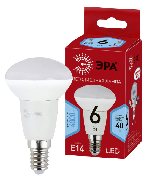 ЭРА ECO LED R50-6W-840-E14 (диод, рефлектор, 6Вт, нейтр, E14)
