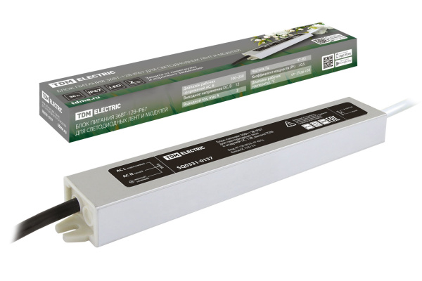 TDM Блок питания 36Вт-12В-IP67 для светодиодных лент и модулей DC 12В, металл SQ0331-0137