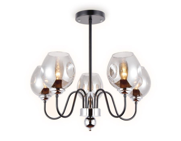 Ambrella Подвесная люстра TR9058/5 BK/SM черный/дымчатый E27 max 40W D650*572 Ambrella Подвесная люстра TR9058/5 BK/SM черный/дымчатый E27 max 40W D650*572