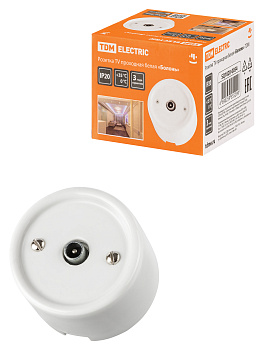 TDM Розетка TV проходная белая «Болонь» SQ1820-0054