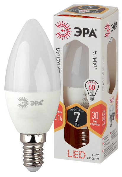 ЭРА LED B35-7W-827-E14 (диод, свеча, 7Вт, тепл, E14)