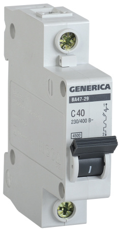 IEK GENERICA Автоматический выключатель ВА47-29 1Р 40А 4,5кА (С) MVA25-1-040-C