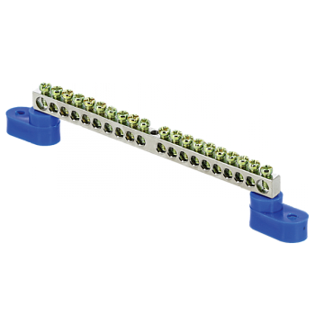 EKF PROxima Шина "0" N (6x9мм) 20 отв. цинк 2 синих угловых изолятора