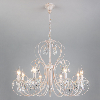 Eurosvet Люстра с хрусталем 3305/8 белый с золотом / прозрачный хрусталь 00000063412