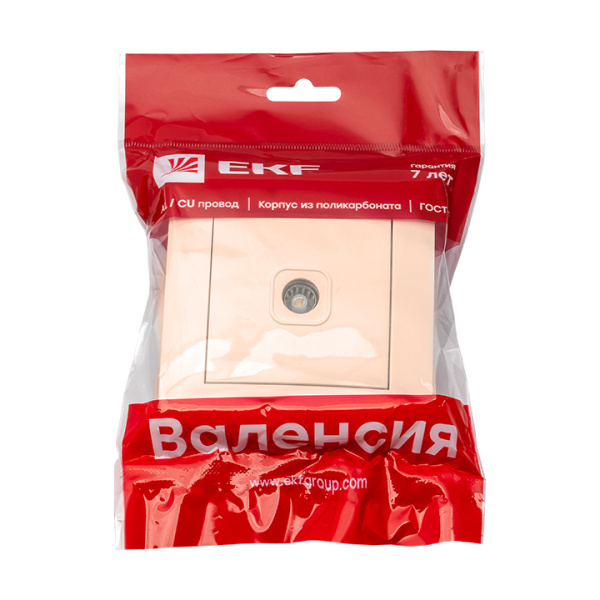 Купить EKF PROxima Валенсия розетка телевизионная 1-местная 75Ом 5-862МГц кремовая