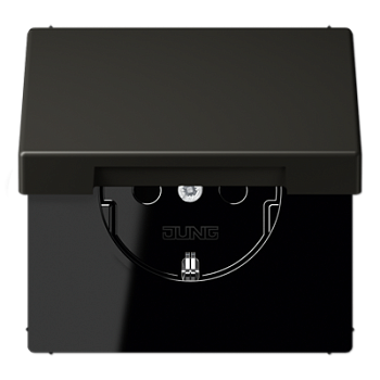 JUNG LS 990 Ombre naturelle 59(4320R) Розетка с/з с защитными шторками с крышкой безвинт. зажим LC1520KIKL4320R