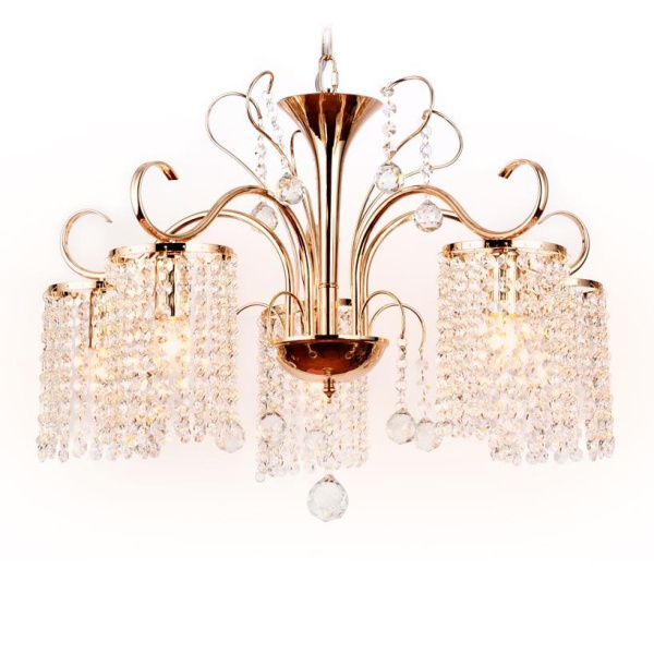 Купить Ambrella Подвесная люстра с хрусталем TR4507/5 GD/CL золото/прозрачный E14/5 max 40W D610*720