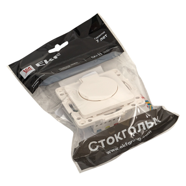 Купить EKF PROxima Стокгольм Белый Розетка с/з, со шторками и крышкой, 16А, IP44