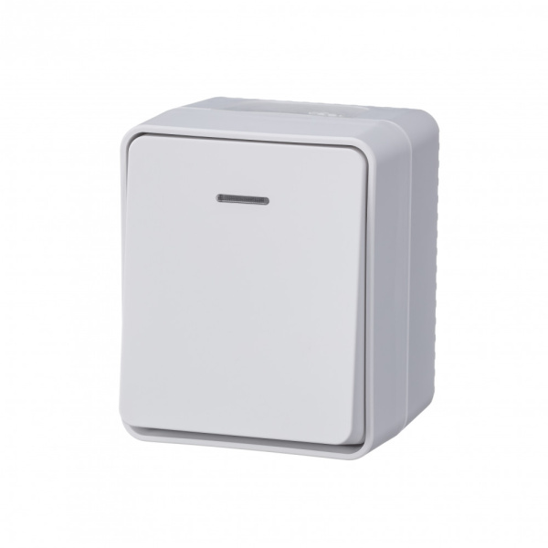 Systeme Electric AtlasDesign Profi54 Наруж Белый Выключатель 1-клавишный с подсветкой 10 АХ IP54