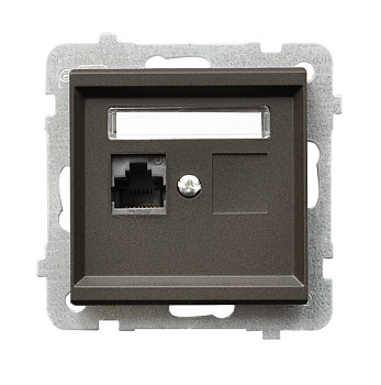 Ospel Sonata Шоколадный металлик Розетка компьютерная 1-я, категория 5e, RJ-45, без рамки GPK-1R/K/m/40