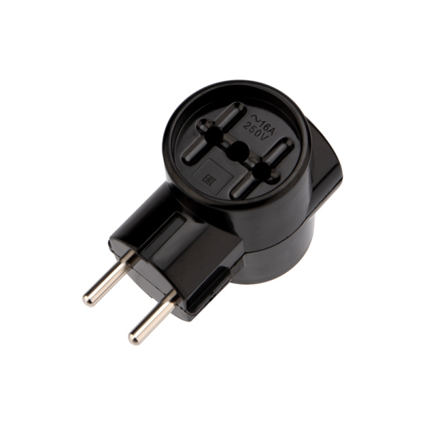 Тройник электрический РЕТРО 16 А без заземления черный (карболит) REXANT 11-1082