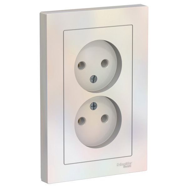 Systeme Electric AtlasDesign Жемчуг Розетка б/з двойная, 16А, в сборе